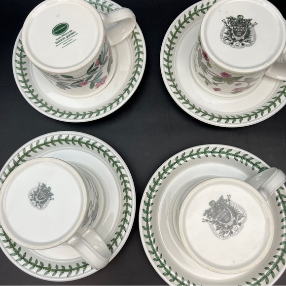Portmeirion Botanic Garden 4 Floral Mug and Saucer Set Vintage Made in Britain - Picture 7 of 8